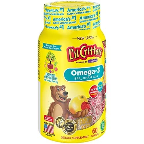 Lil Critters Omega-3 DHA Gummy Fish Lemonade Chewable 60 Count (120 Count Total) | 32mg DHA + Vitamins C, E, D3 thumbnail 3