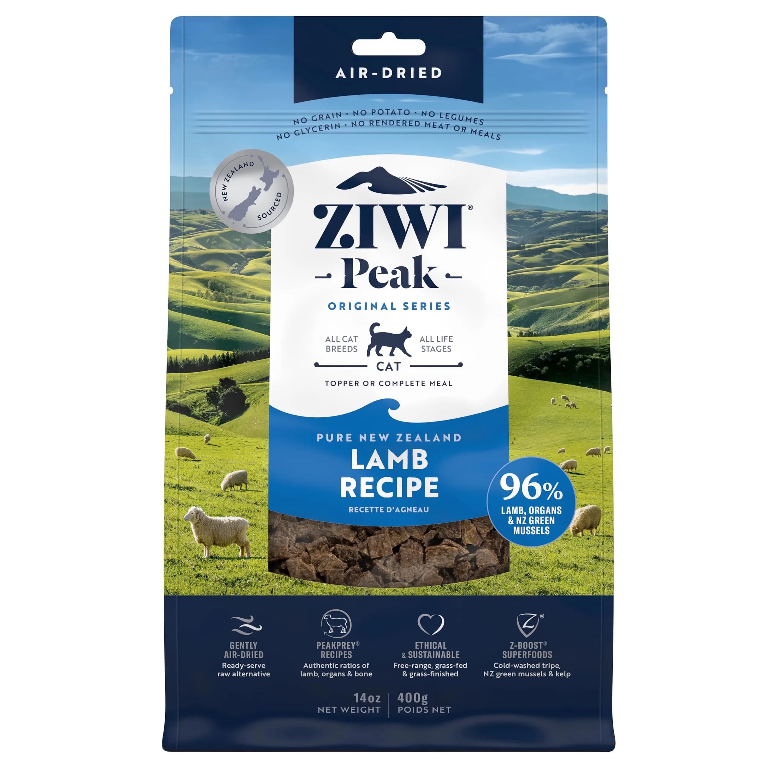ZIWI Peak Air-Dried Lamb Cat Food 397g (14oz) | High Protein, Grain-Free, Ethically Sourced - main product image