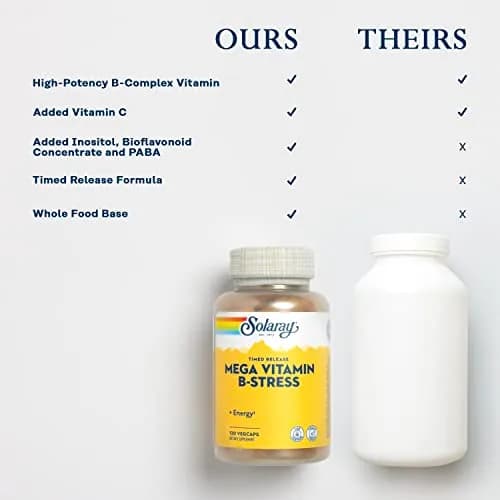 SOLARAY Mega Vitamin B-Stress Time Release, 120 VegCaps | Supports Energy & Immunity thumbnail 5