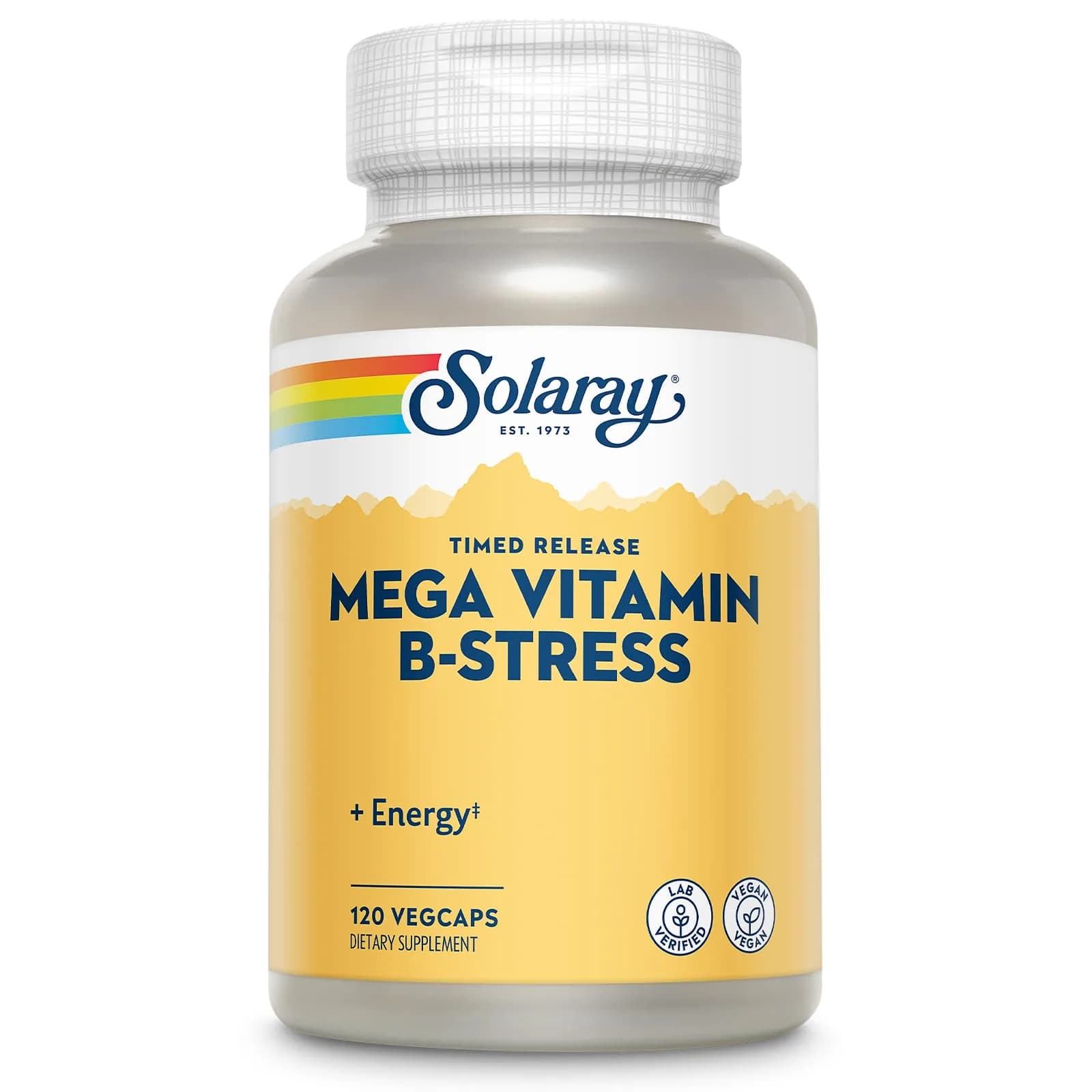 SOLARAY Mega Vitamin B-Stress Time Release, 120 VegCaps | Supports Energy & Immunity - main product image