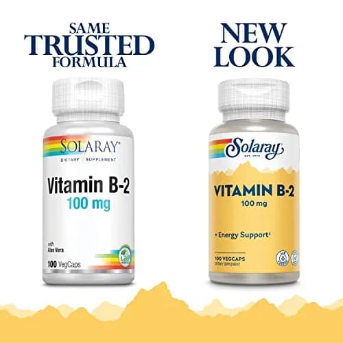 SOLARAY Vitamin B2 Supplement 100 mg | Supports Energy & Nervous System | 100 Veg Capsules thumbnail 2