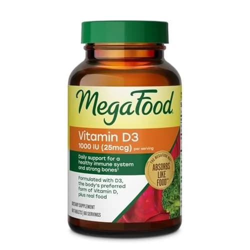 MegaFood Vitamin D3 1000 IU (25 mcg), Bone & Immune Support, 60 Tablets | Supports Bones, Teeth, Muscles & Immunity thumbnail 1
