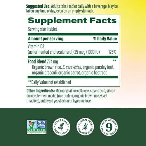 MegaFood Vitamin D3 1000 IU (25 mcg), Bone & Immune Support, 60 Tablets | Supports Bones, Teeth, Muscles & Immunity thumbnail 3