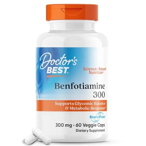 Doctor's Best Benfotiamine 300mg Supplement, 60 Veggie Caps | Supports Nerve & Metabolic Health thumbnail 1