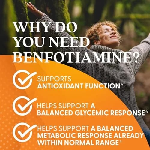 Doctor's Best Benfotiamine 300mg Supplement, 60 Veggie Caps | Supports Nerve & Metabolic Health thumbnail 4