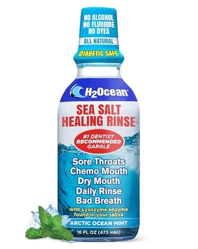 H2Ocean Healing Rinse Natural Sea Salt Mouthwash Arctic Ocean Mint | Alcohol & Fluoride-Free Oral Care for Oral Piercings & Gums thumbnail 1