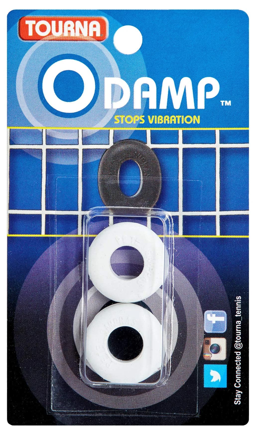 Tourna O Damp Tennis Racquet Vibration Dampener 2 Pack White | Reduces String Vibration for Quieter Play — White
