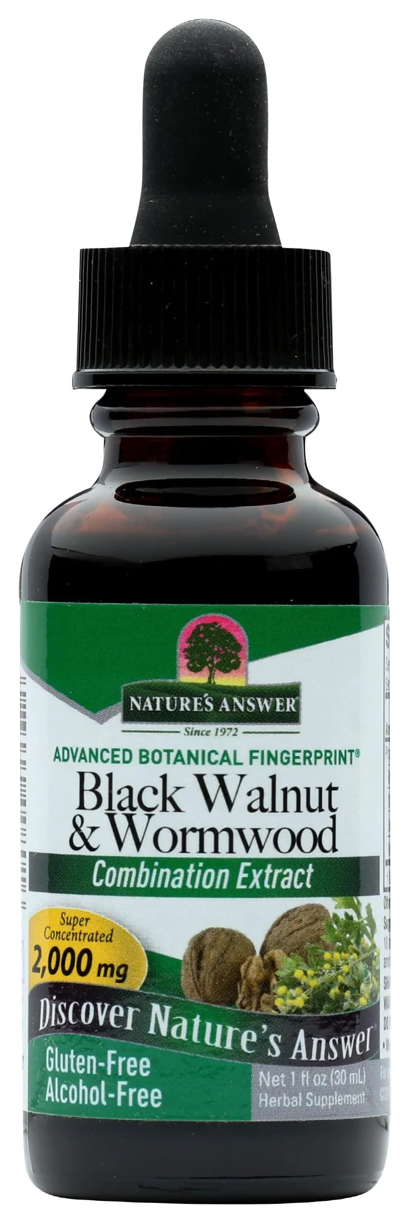Nature's Answer Black Walnut & Wormwood 1 oz (30ml) Liquid Extract | Promotes Digestion & Healthy Microbiome - main product image