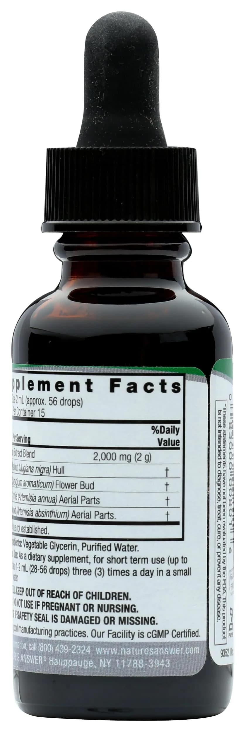 Nature's Answer Black Walnut & Wormwood 1 oz (30ml) Liquid Extract | Promotes Digestion & Healthy Microbiome - view 2