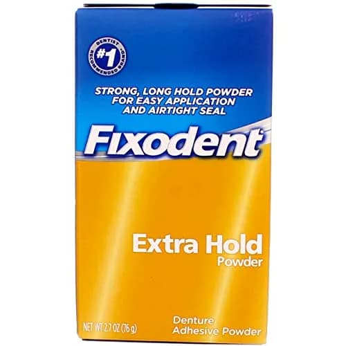 Fixodent Extra Hold Denture Adhesive Powder 2.7 oz (76.5 g) | Strong All-Day Hold thumbnail 1
