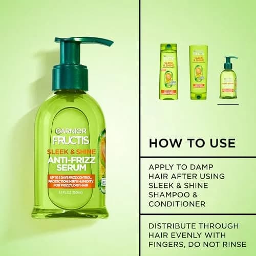 Garnier Fructis Sleek & Shine Anti-Frizz Hair Serum 156ml (5.1 Fl Oz) | 72-Hour Frizz Control for Dry, Frizzy Hair thumbnail 4