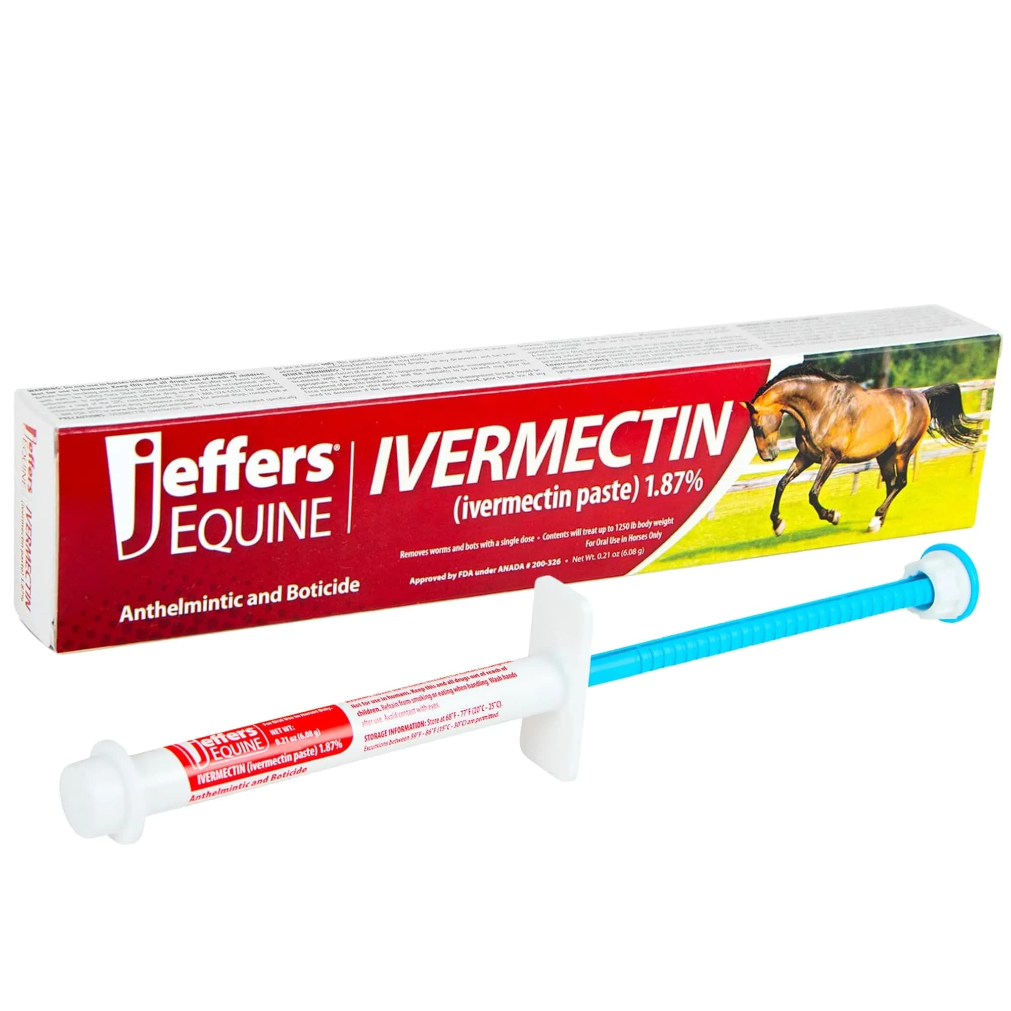 Jeffers Ivermectin Gel Dewormer for Horses 1.87% | Apple Flavored | 1 Pack - main product image