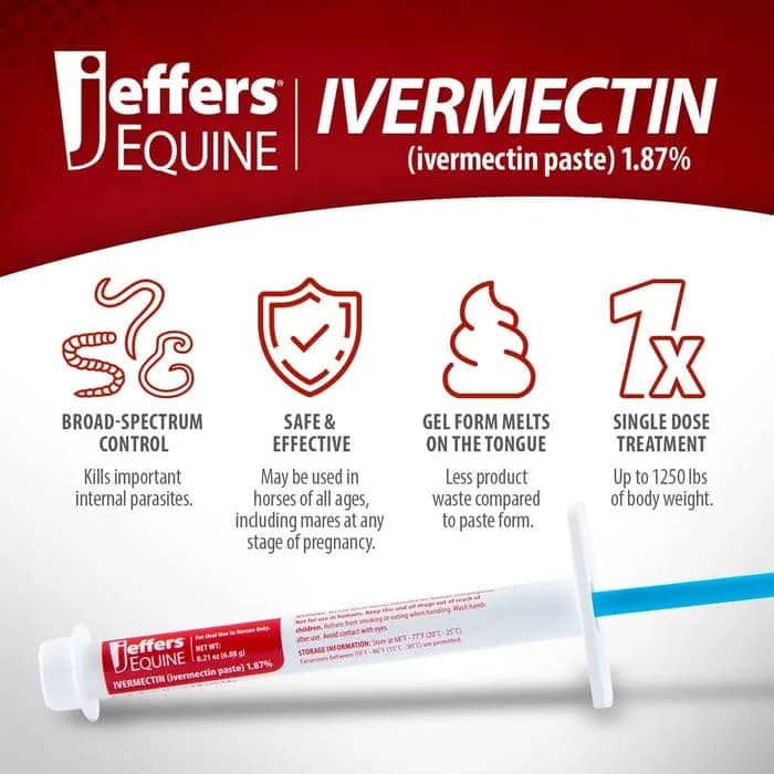 Jeffers Ivermectin Gel Dewormer for Horses 1.87% | Apple Flavored | 1 Pack thumbnail 5