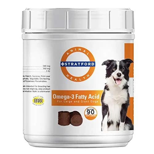 Stratford Omega 3 Soft Chews for Dogs | Max Strength Fish Oil Treats for Large & Giant Breeds (90 Chews) — 90 Soft Chews