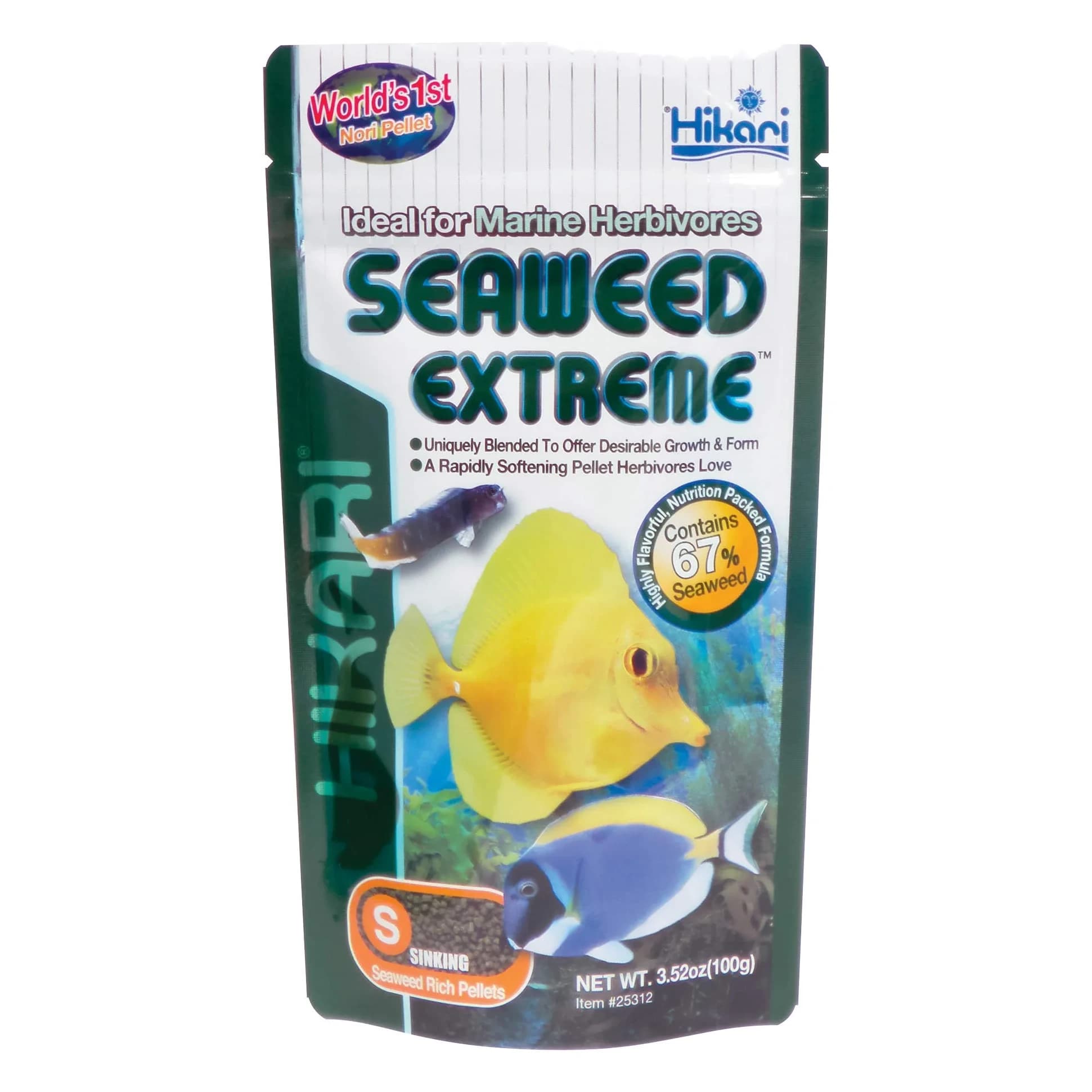 Hikari Seaweed Extreme Fish Food Pellets 100g (3.52 oz) | High Seaweed Content for Herbivorous & Omnivorous Aquarium Fish - main product image