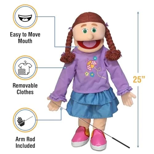 Silly Puppets Amy Peach Girl Full Body Ventriloquist Puppet 64cm (25 inch) | Movable Mouth & Control Rod thumbnail 3