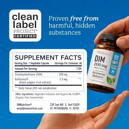 SMNutrition DIM Supplement 200 mg | Estrogen & Hormonal Balance for Women & Men | Doctor-Formulated, Vegan, Gluten-Free, 60 Ct thumbnail 6