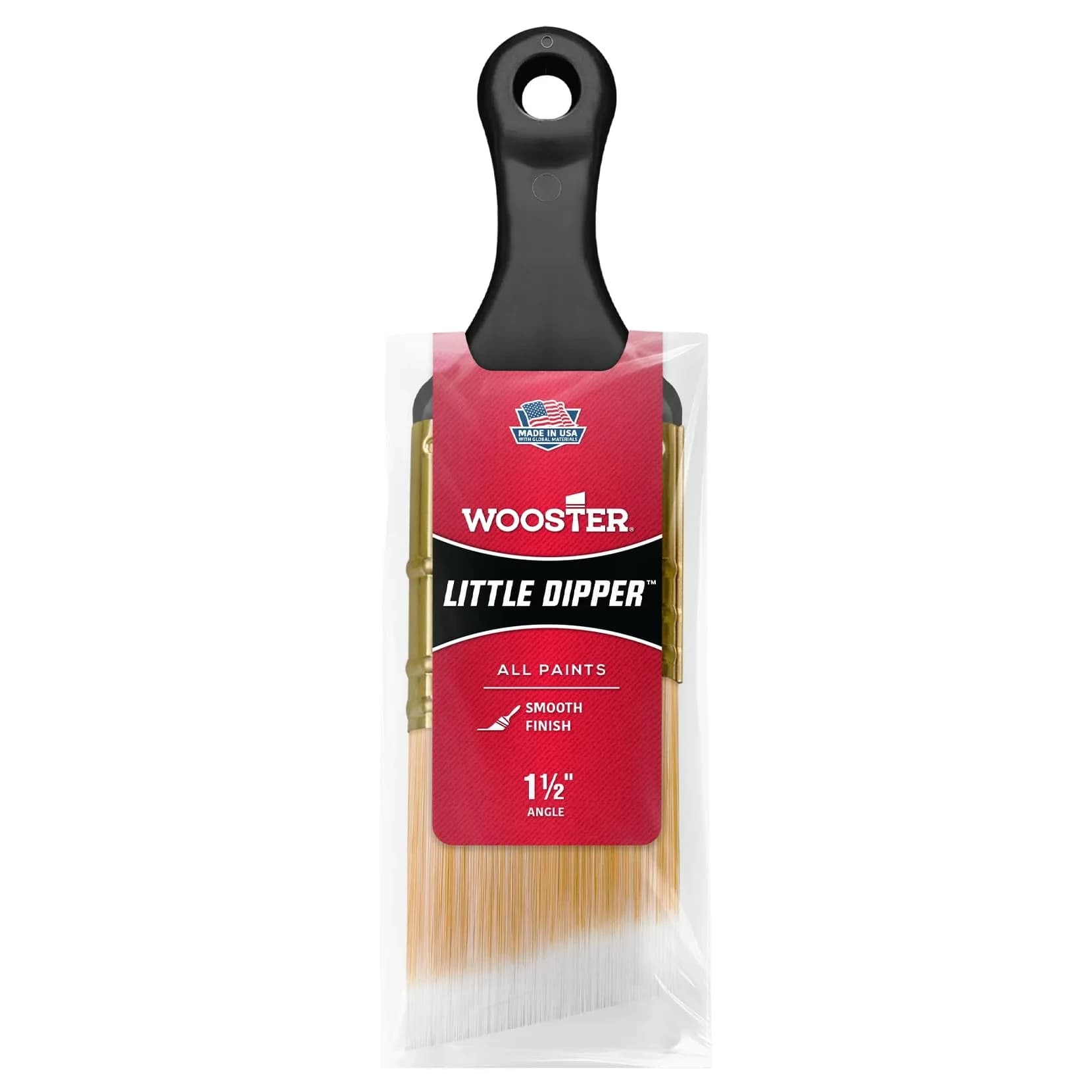 Wooster Little Dipper Paintbrush 1 1/2 Inch (3.81 cm) | Smooth Finish for Trim & Details — Black