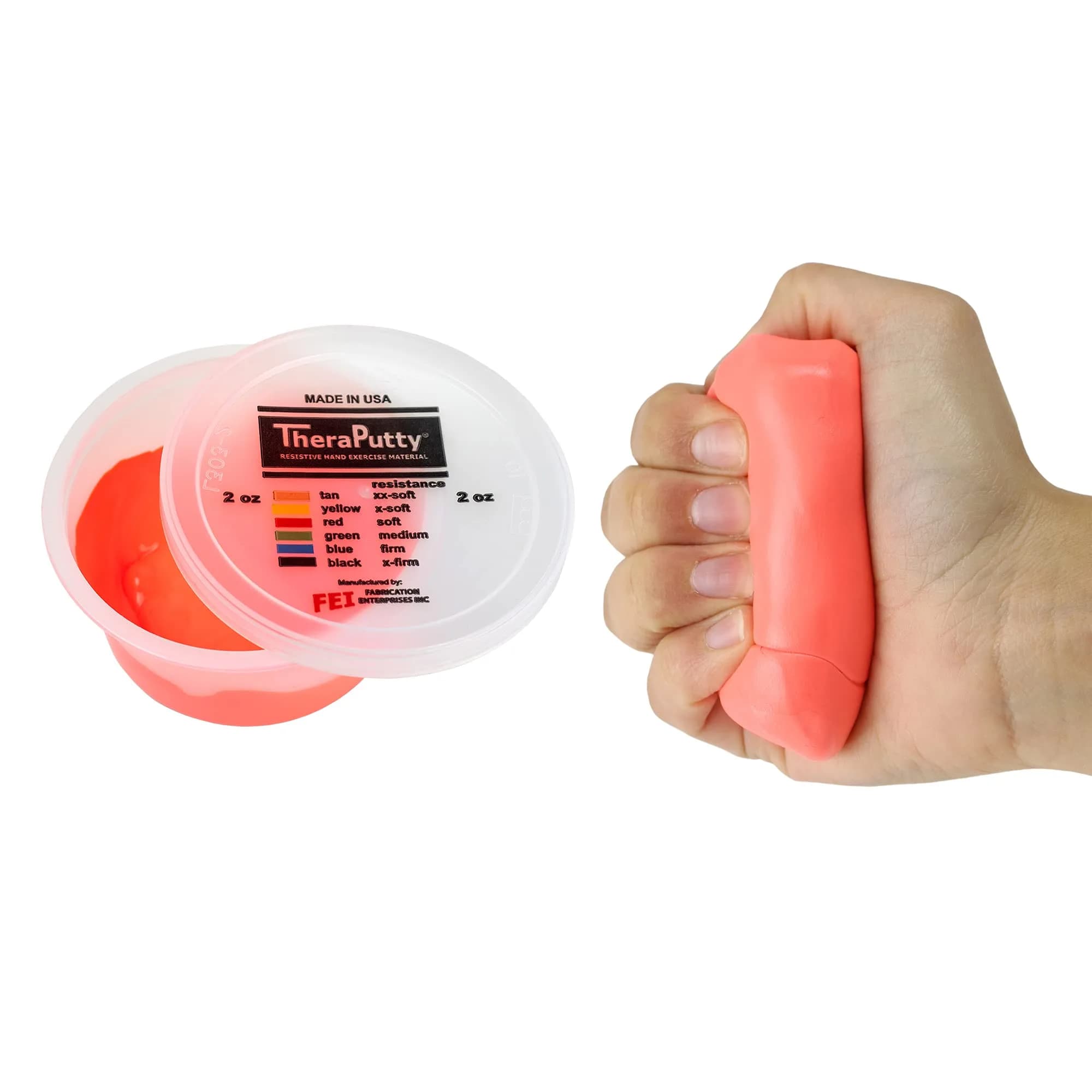 CanDo Theraputty Plus Hand Exercise Putty X-Firm Black 113g (4 oz) | Resistance for Hand Therapy & Grip Strengthening — Red Soft / 2 oz