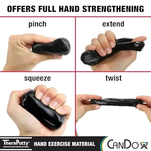 CanDo Theraputty Plus Hand Exercise Putty X-Firm Black 113g (4 oz) | Resistance for Hand Therapy & Grip Strengthening thumbnail 3