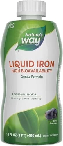 Nature's Way Liquid Iron Supplement Berry 473ml (16 Fl Oz) | Supports Red Blood Cell Production & Energy Metabolism — Berry
