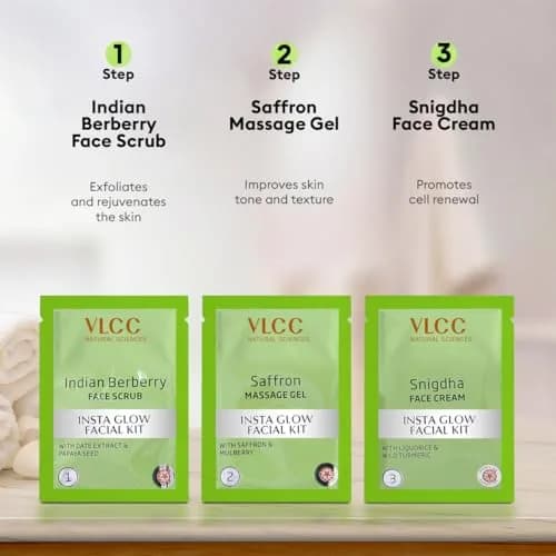 VLCC Salon Series Instaglow Facial Kit 240gm (6 Facials) | Instant Radiance for Special Occasions thumbnail 7