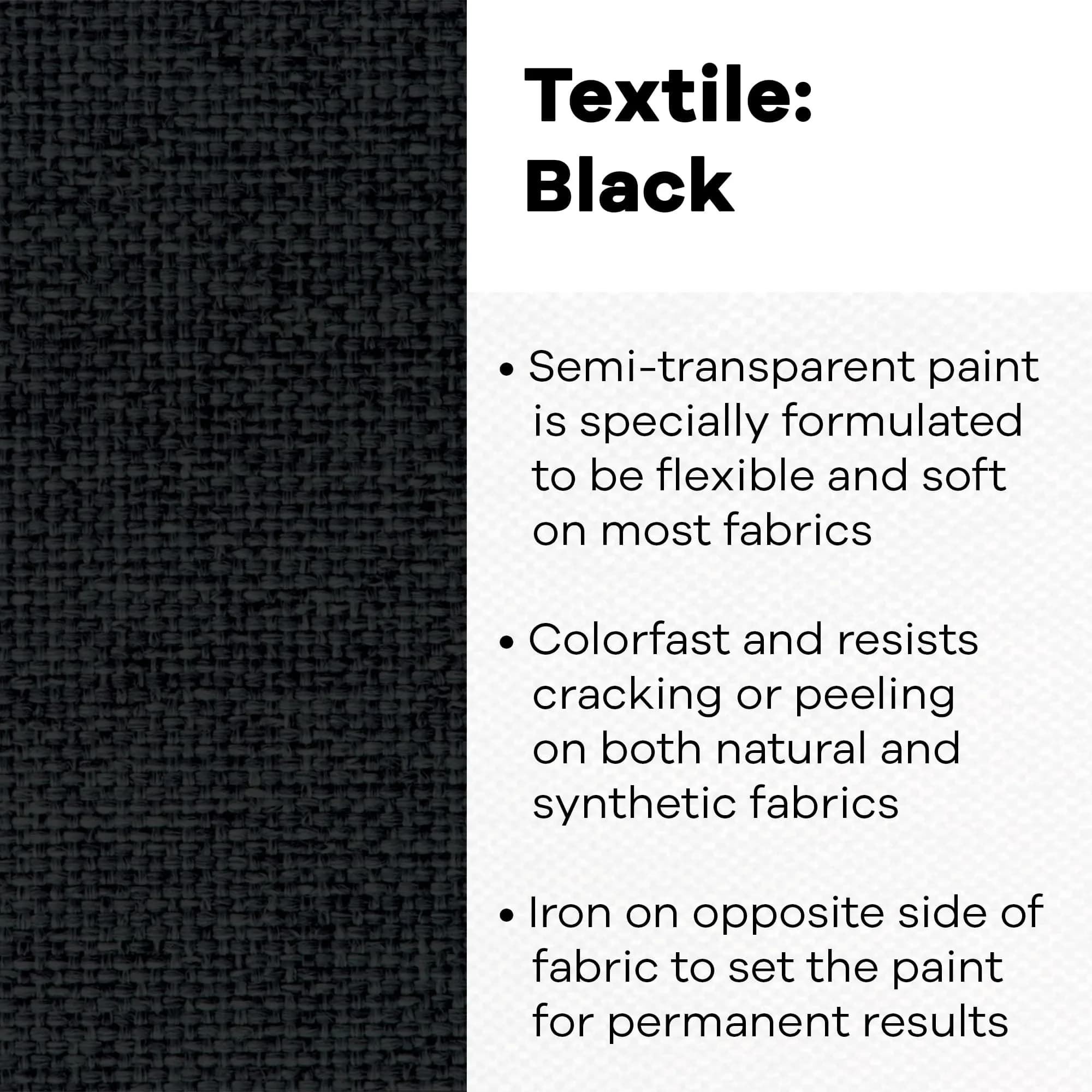 Jacquard Textile Paint Black 236ml (8 Fl Oz) | Permanent Fabric Color for All Fibers - view 2