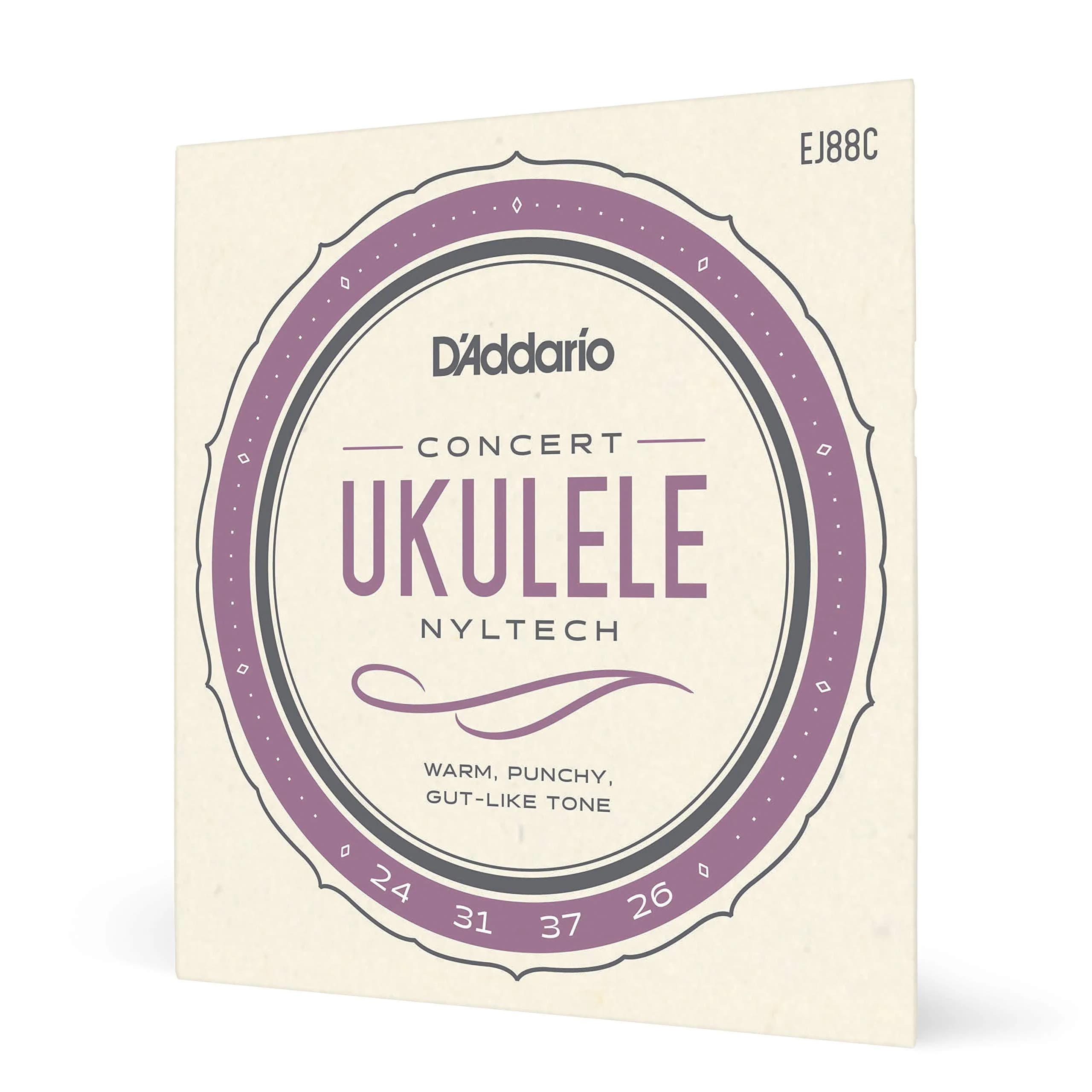 D'Addario Nyltech Concert Ukulele Strings EJ88C (4-String Set) | Bright Tone, Warm Playability, Tuning Stability
