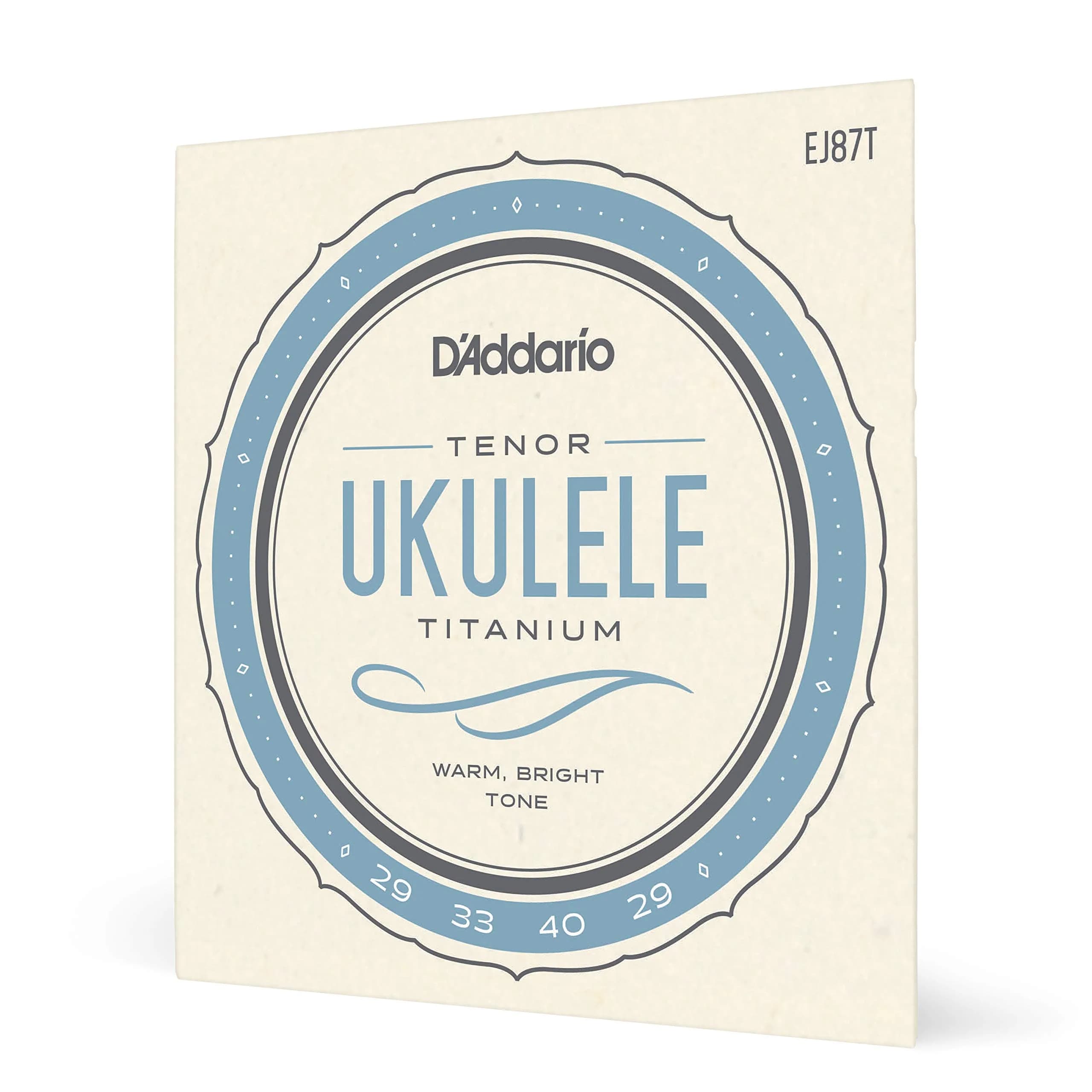 D'Addario Titanium Tenor Ukulele Strings EJ87T (4-String Set) | Bright, Projecting Tone