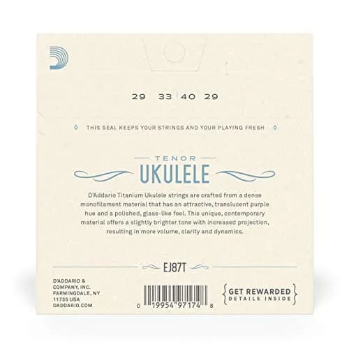 D'Addario Titanium Tenor Ukulele Strings EJ87T (4-String Set) | Bright, Projecting Tone thumbnail 3