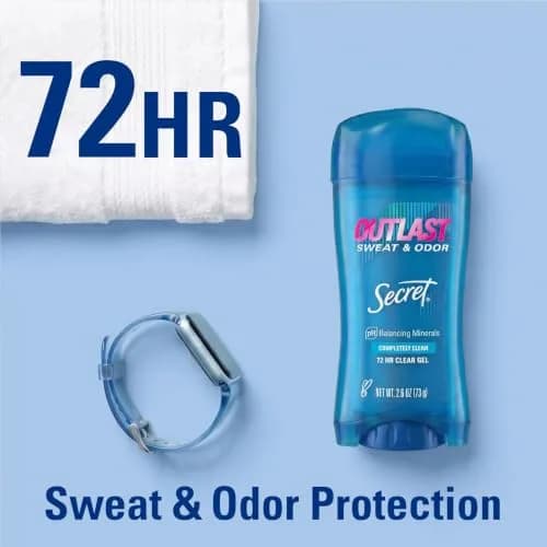 Secret Outlast Antiperspirant Deodorant for Women, 72hr Sweat & Odor Protection, Clear Gel 76ml (2.6 oz) | Pro-Hyaluronic Power thumbnail 4