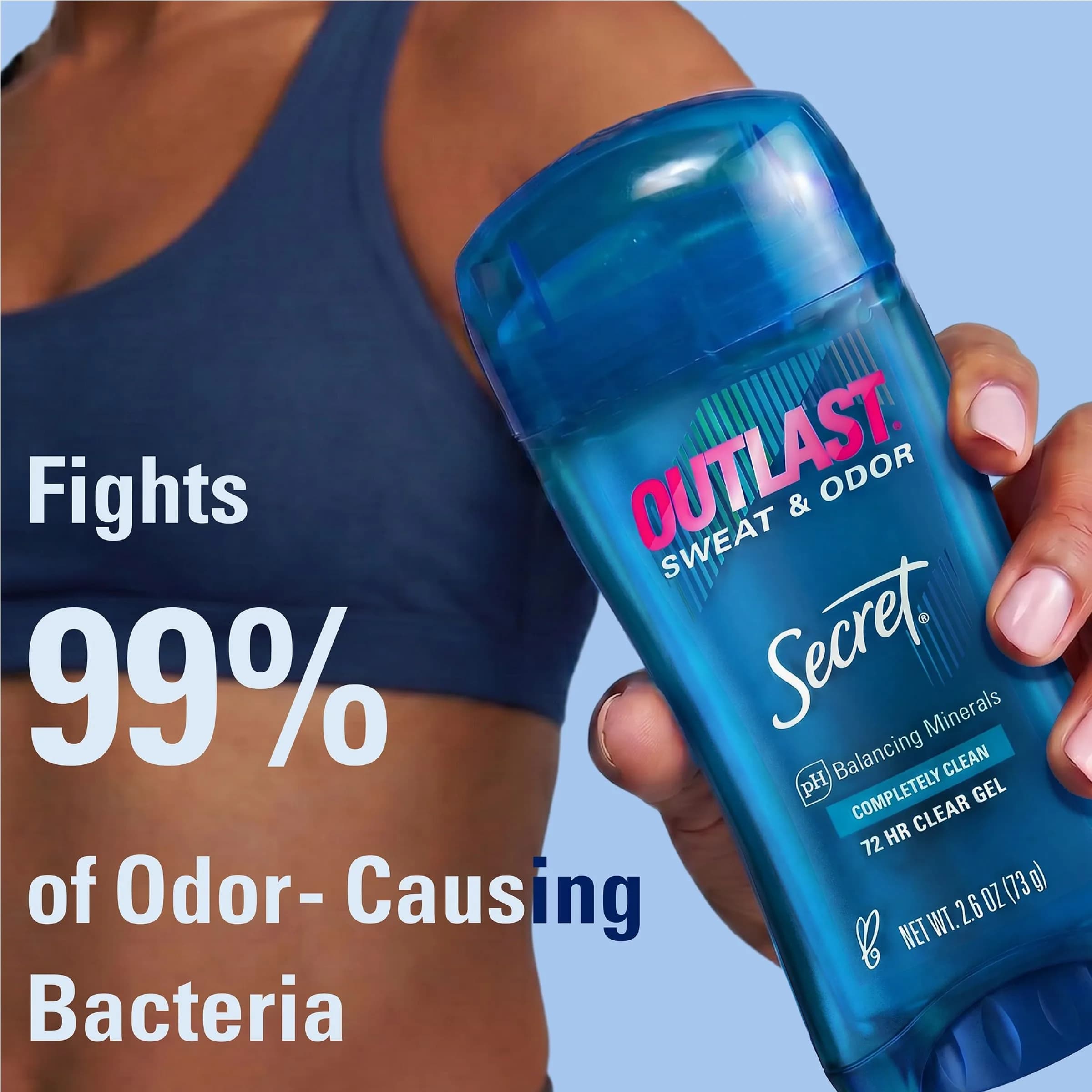 Secret Outlast Antiperspirant Deodorant for Women, 72hr Sweat & Odor Protection, Clear Gel 76ml (2.6 oz) | Pro-Hyaluronic Power - view 3