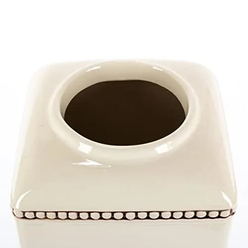 GG Collection 15-Inch Tall Cream Ceramic Canister with Acanthus Leaf Metal Base | Kitchen Storage with Old World Charm thumbnail 4