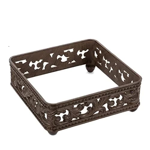 GG Collection 15-Inch Tall Cream Ceramic Canister with Acanthus Leaf Metal Base | Kitchen Storage with Old World Charm thumbnail 3