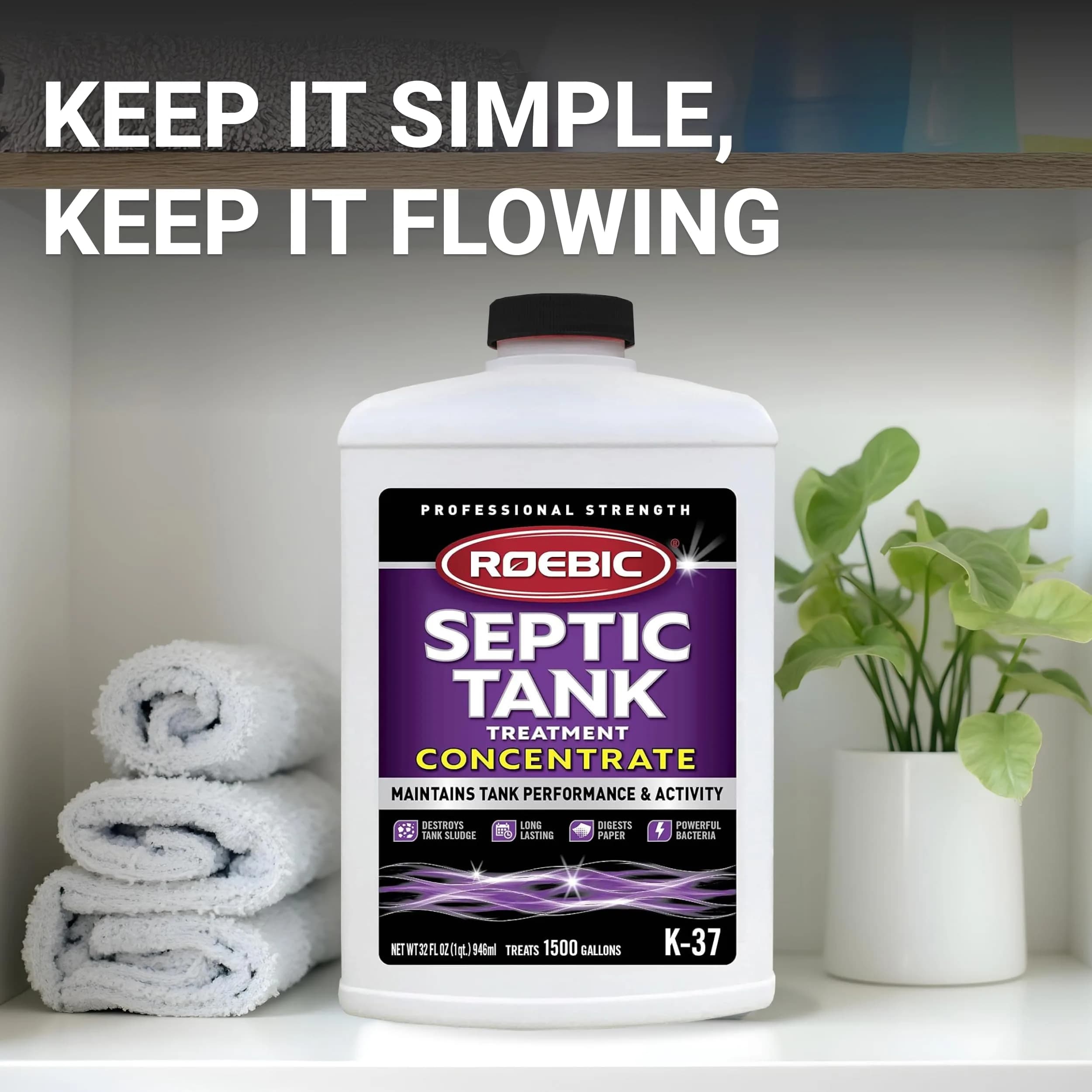 Roebic K-37-Q-C1500-4 Septic Tank Treatment 946ml (32 Fl Oz) | Prevents Clogs & Odors - view 5