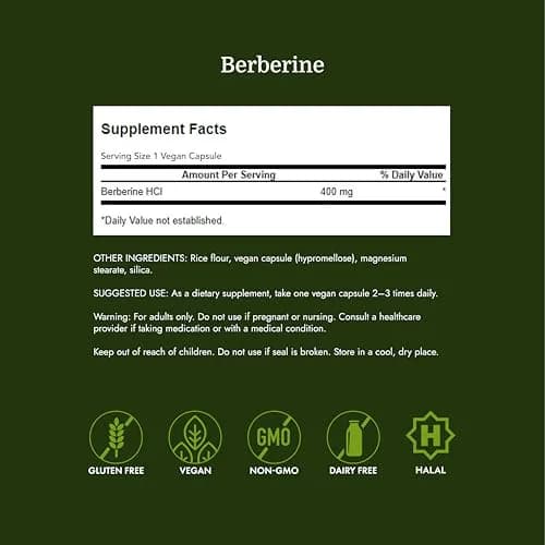 Swanson Berberine HCl Metabolic Health 400 mg 60 Vegan Capsules | Supports Cardiovascular & Metabolic Health thumbnail 4