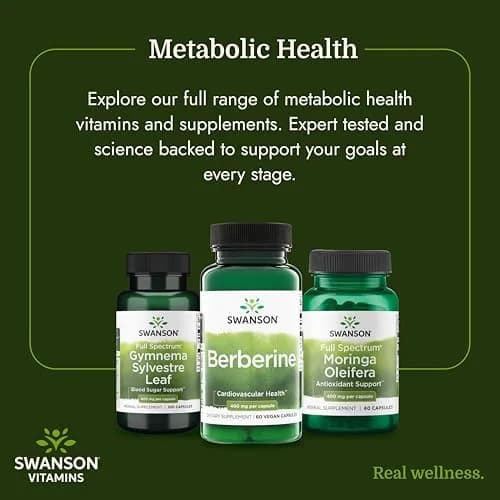 Swanson Berberine HCl Metabolic Health 400 mg 60 Vegan Capsules | Supports Cardiovascular & Metabolic Health thumbnail 6