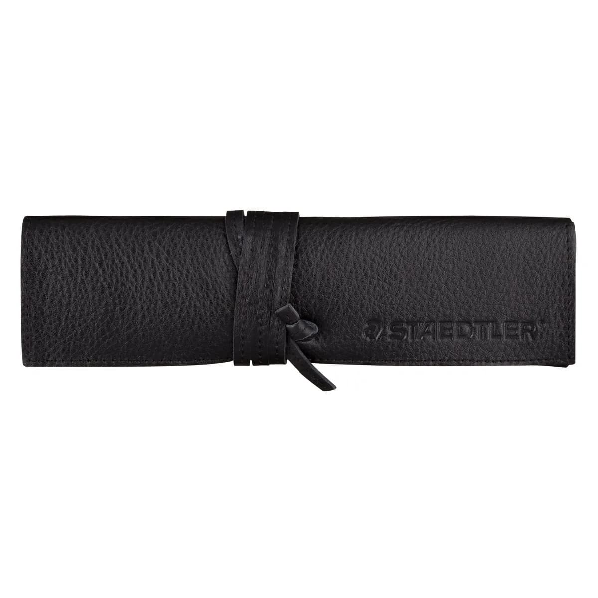 STAEDTLER Leather Pencil Case Black 900 LC-BK | Luxurious Cowhide, 4 Compartments, Unisex — Black