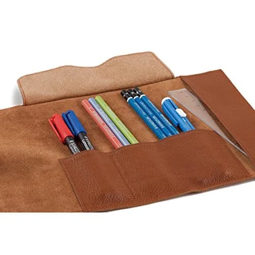 STAEDTLER Leather Pencil Case Brown 900 LC-CA | Unisex Cowhide Organizer with 4 Compartments thumbnail 2