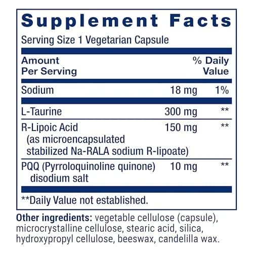 Life Extension Mitochondrial Basics with PQQ, L-Taurine, R-lipoic Acid 30 Capsules | Foundational Supplement for Cellular Energy Production, Brain and Heart Health thumbnail 3
