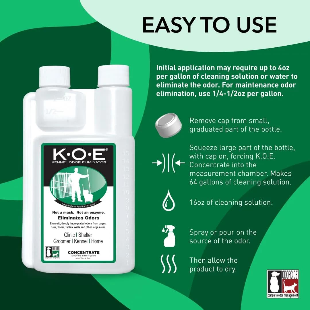 Odorcide KOE Kennel Odor Eliminator Concentrate 480ml (16 Fl Oz) | Veterinary Strength Odor Eliminator - view 2