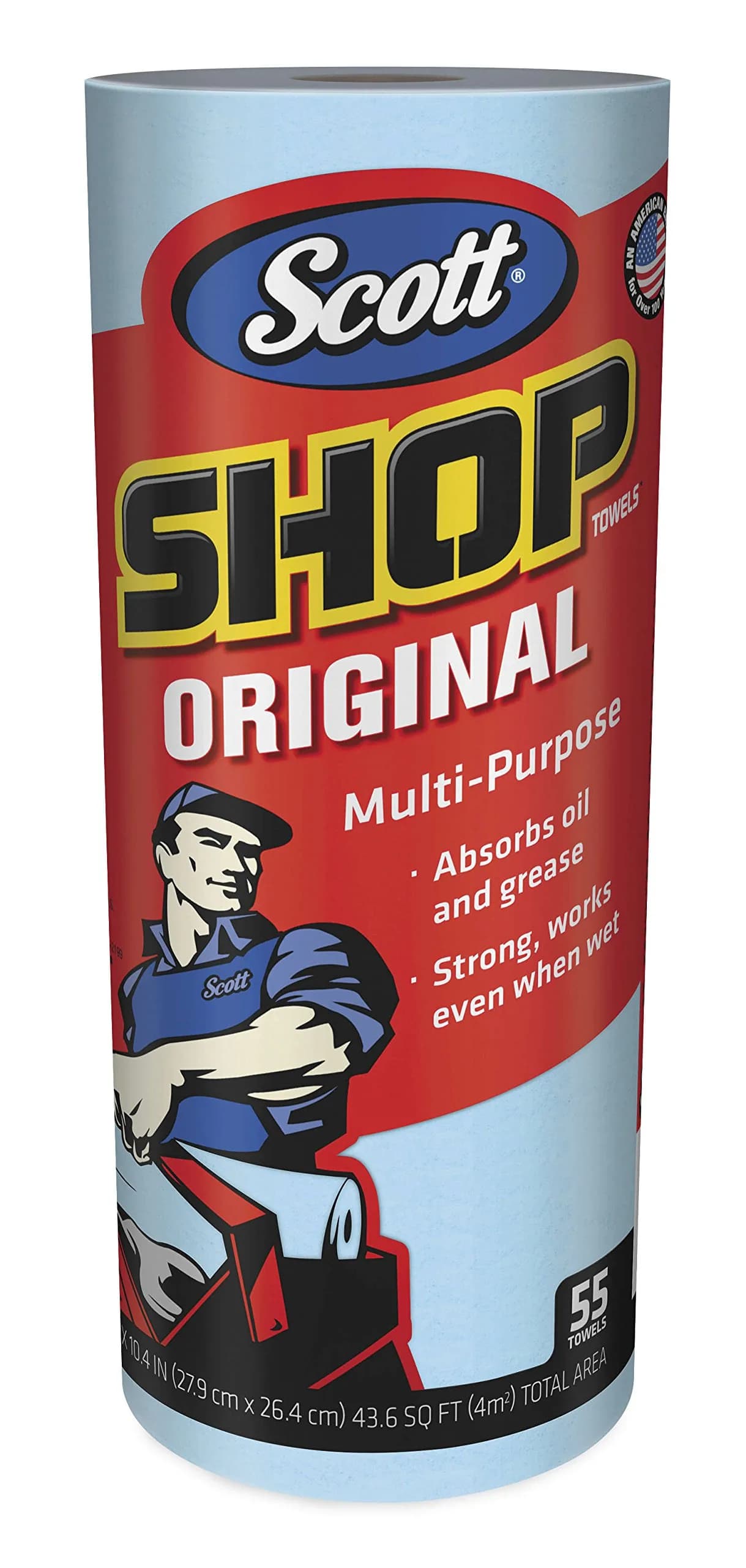 Scott Blue Shop Towels 55 Count | Strong, Absorbent, Works When Wet — Blue