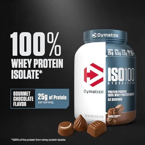 Dymatize ISO100 Gourmet Chocolate Whey Protein Isolate Powder 1.36 kg (3 lb) | Fast-Absorbing Muscle Fuel thumbnail 2