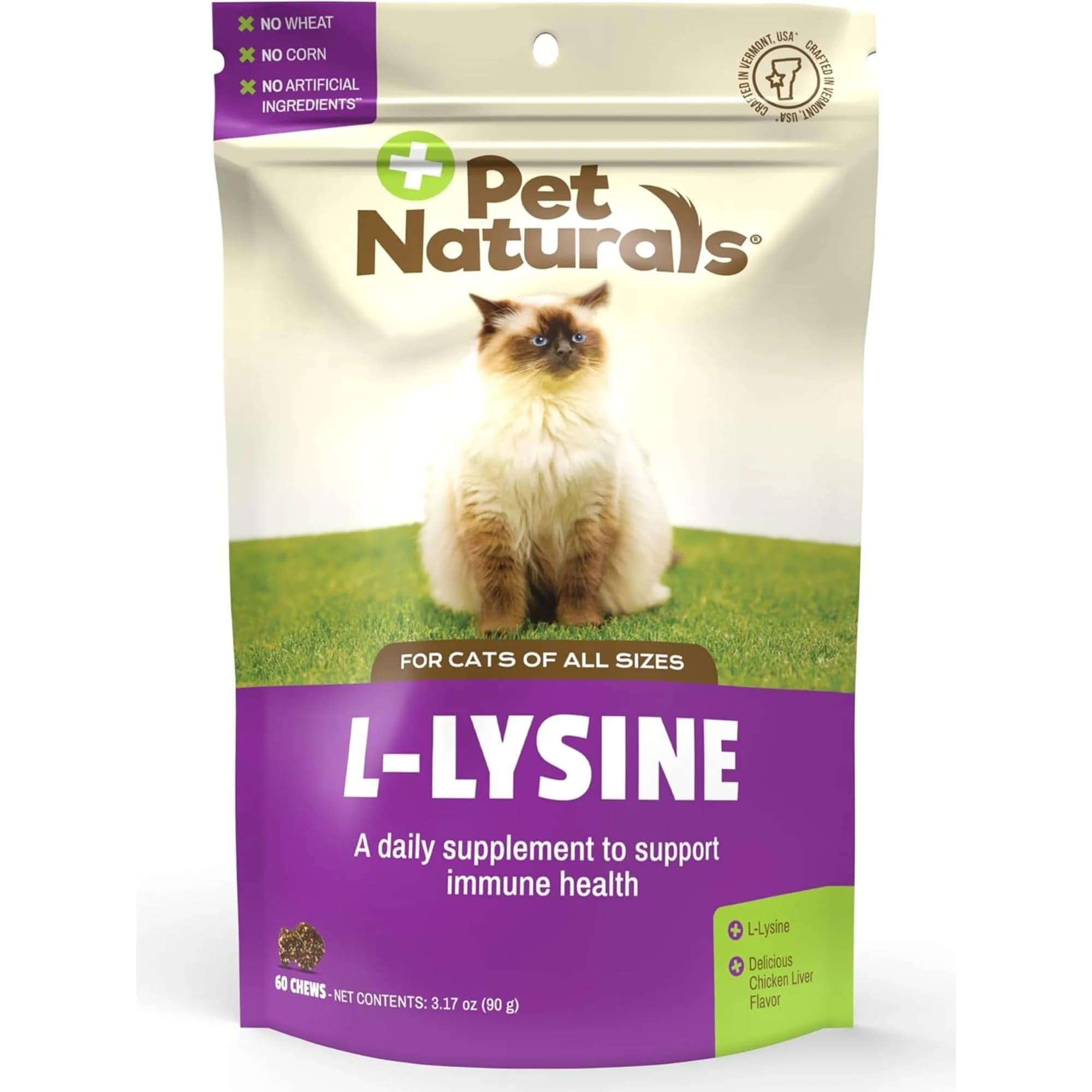 Pet Naturals Lysine Chews for Cats, Chicken Flavor, 60 Count | Immune & Respiratory Support for Cats