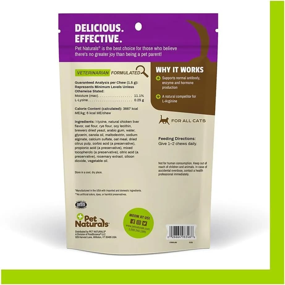 Pet Naturals Lysine Chews for Cats, Chicken Flavor, 60 Count | Immune & Respiratory Support for Cats thumbnail 10