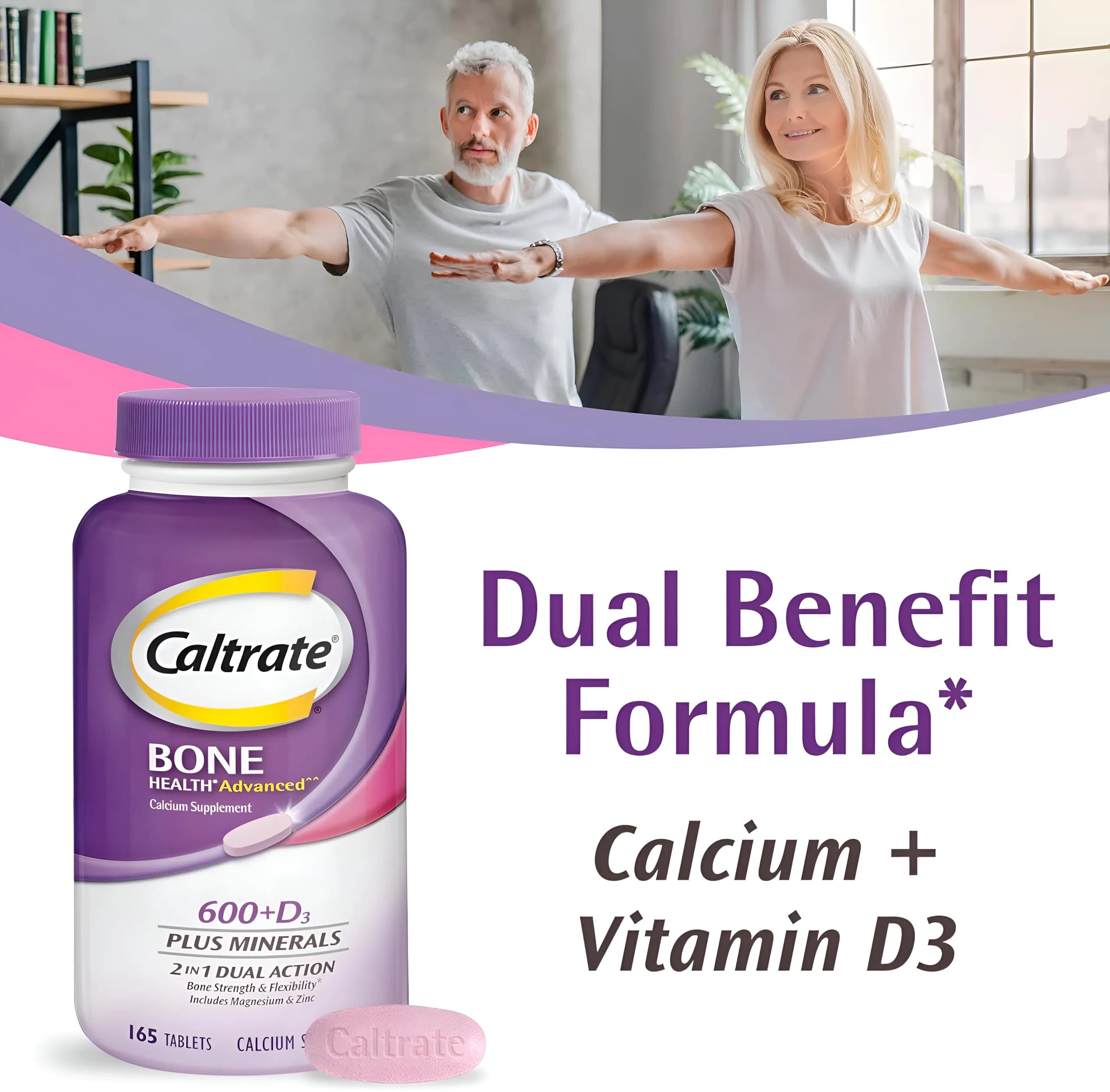 Caltrate 600+D3 Plus Minerals Calcium Vitamin D Supplement Tablets - 60 Count - view 2