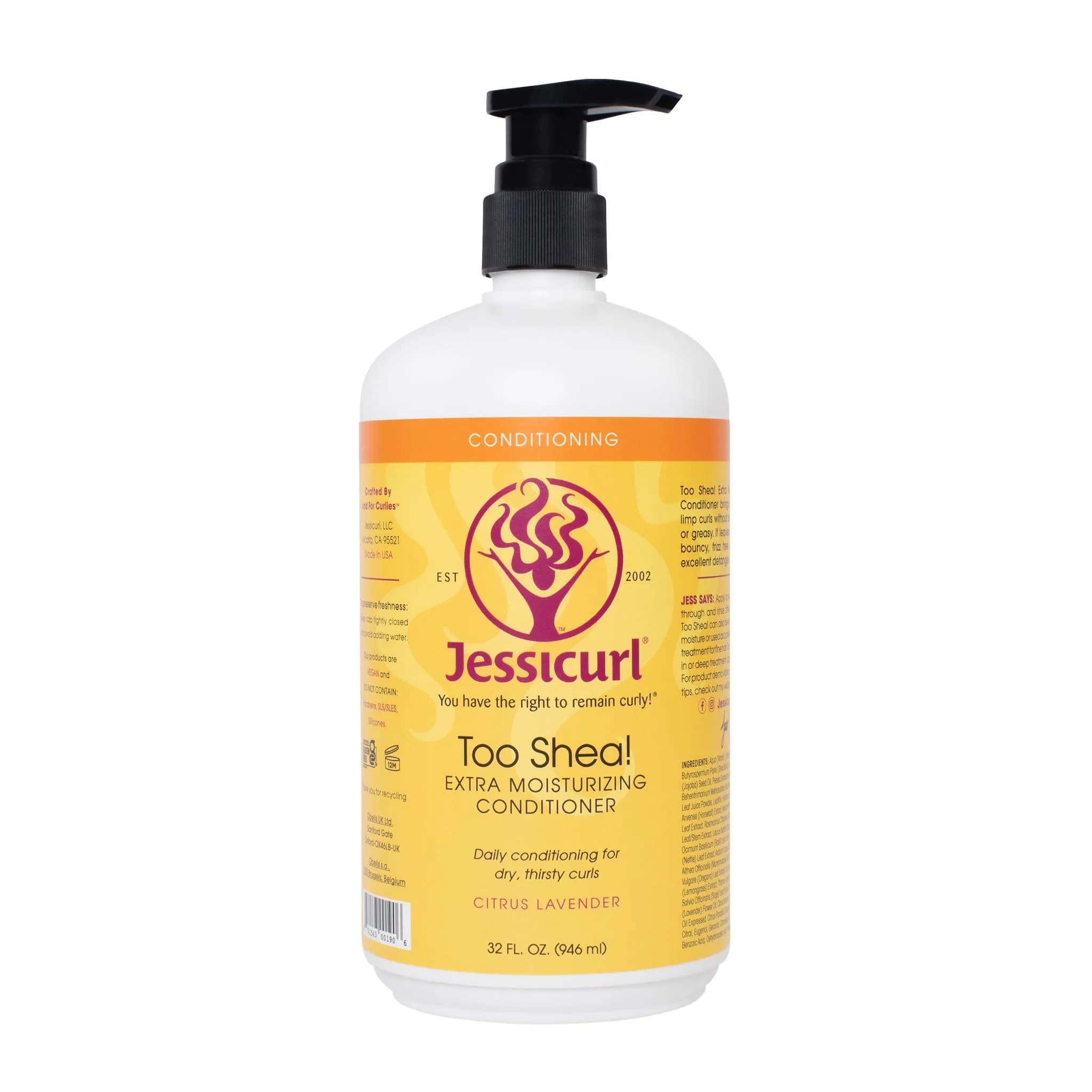 Jessicurl Too Shea! Extra Moisturizing Conditioner for Curly Hair, Citrus Lavender, 8 Fl Oz | Deep Moisture & Anti Frizz — Citrus Lavender / 32 Fl Oz