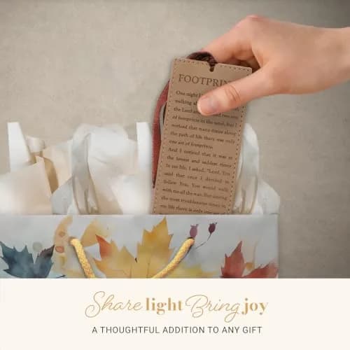 Christian Art Gifts Footprints Faux Leather Bookmark | Inspirational Faith Gift, 6.5 x 2.2 inches thumbnail 4