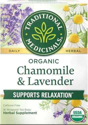 Traditional Medicinals Organic Chamomile with Lavender Herbal Tea 16 Tea Bags (Pack of 1) | Calms Nervous System thumbnail 1