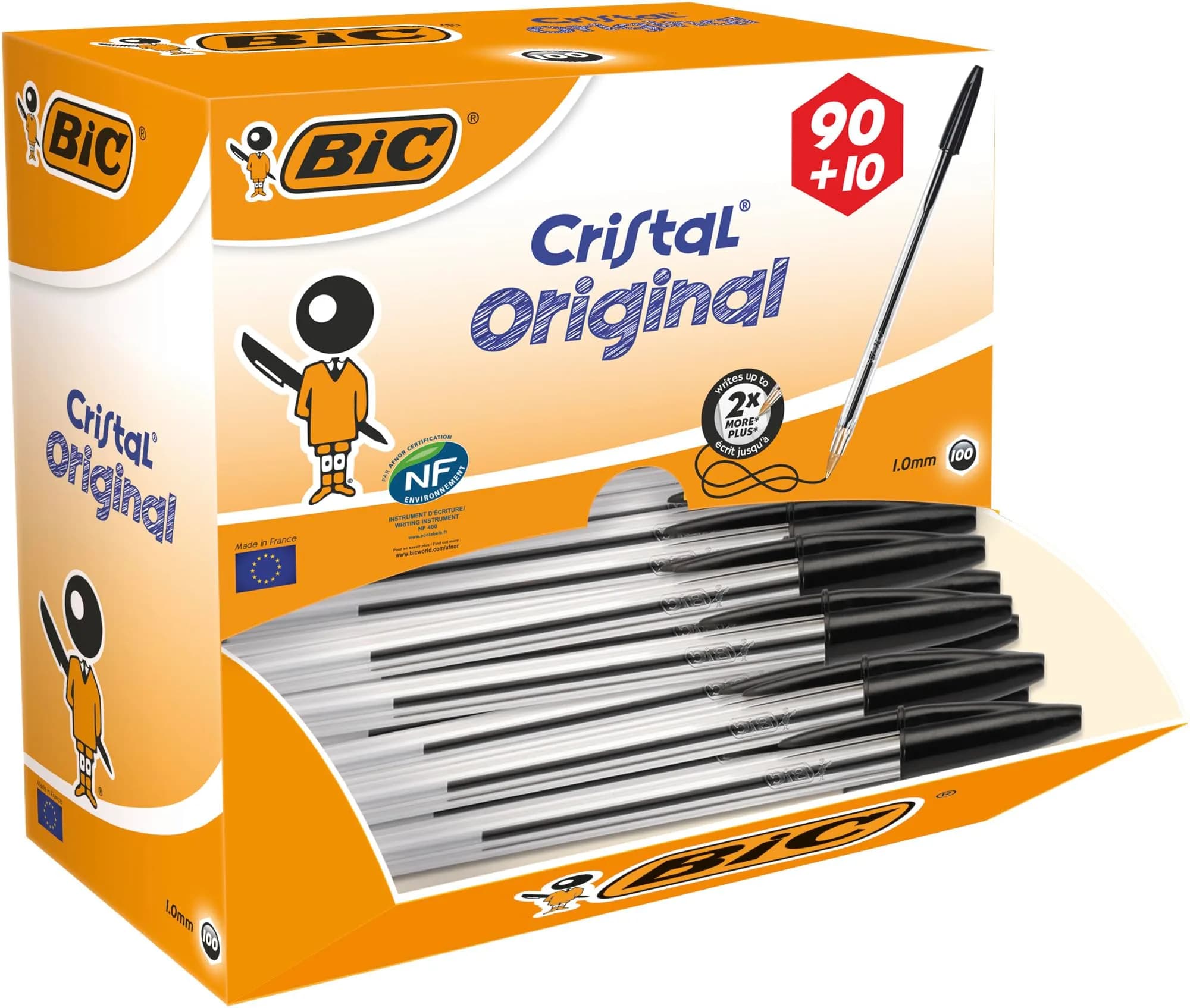 BIC Cristal Original Ballpoint Pens 1.0mm | Classic Smudge-Free Writing for School & Office